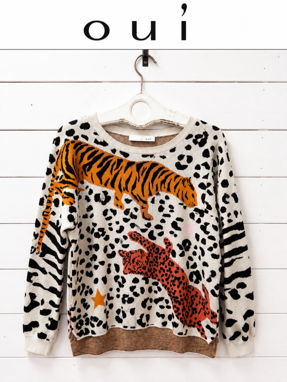 Oui Animal Print Tiger & Leopard Sweater – Size 36